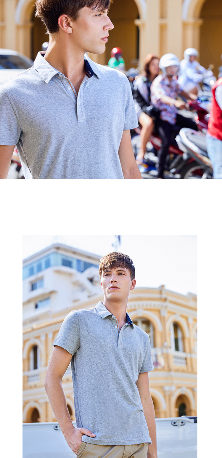 Mr. Cotton Men Mùa thu Mới Đàn ông Cotton Áo sơ mi ngắn tay Polo Màu sắc rắn Áo thun thường xuyên Áo thun nam áo phông polo