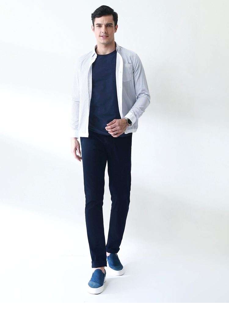 Quần áo cotton nam mùa thu nam mới hai mặt xiên mỏng quần giản dị chân rắn màu quần quần xu hướng quần nam quần đùi