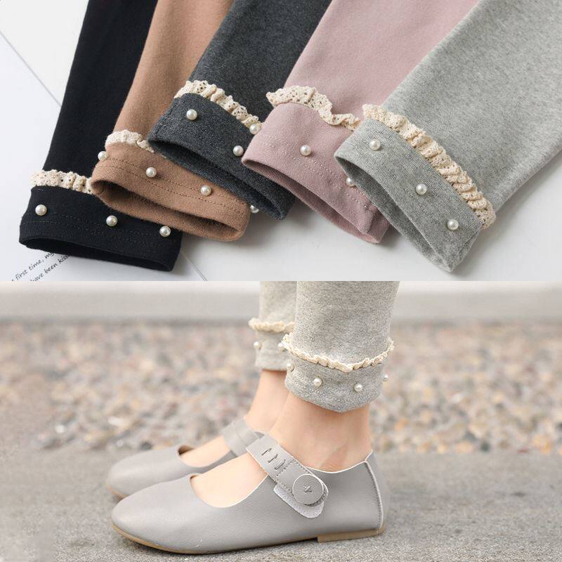 Girls pants long pants children's suit foreign Pie Baby 2021 New lace spring and autumn wear thin Joker