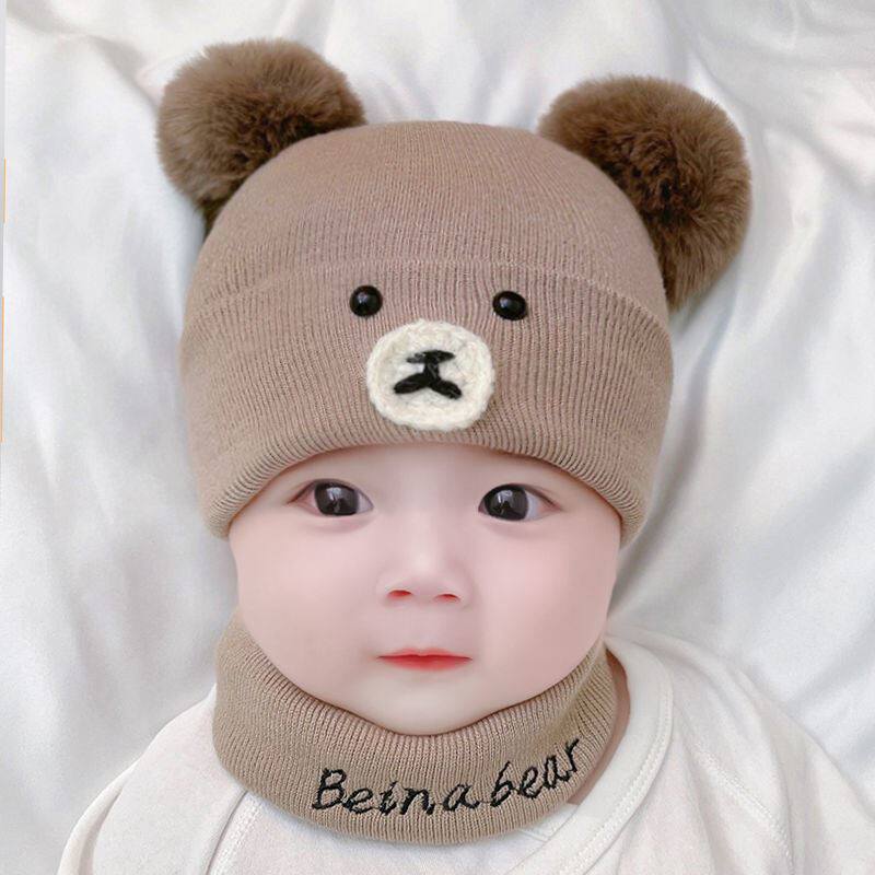 Baby hat Autumn and winter baby wool cap 0-6-12 months cap newborn knitted warm ear protection