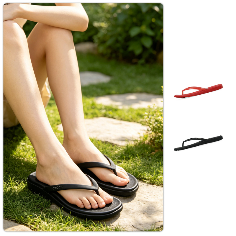Crocs Women's Shoes Miami Square Toe Flip-Flops Flat Flip-Flops Beach Sandals 211435
