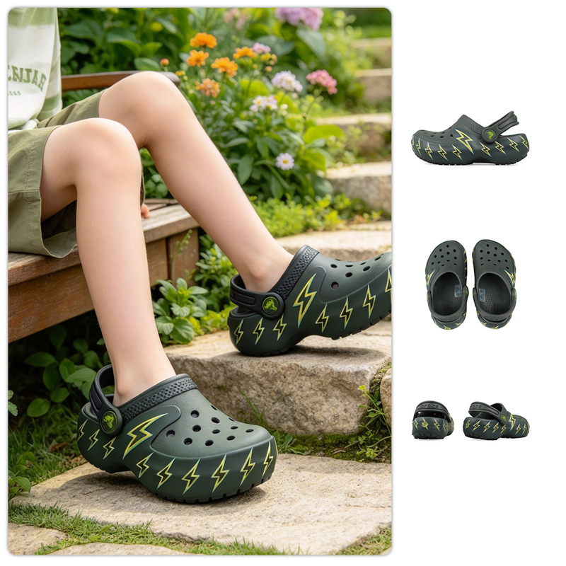 Crocs Classic Cool Flash Lightning Small Clog t Hole Shoes Beach Children's Sandals 213186