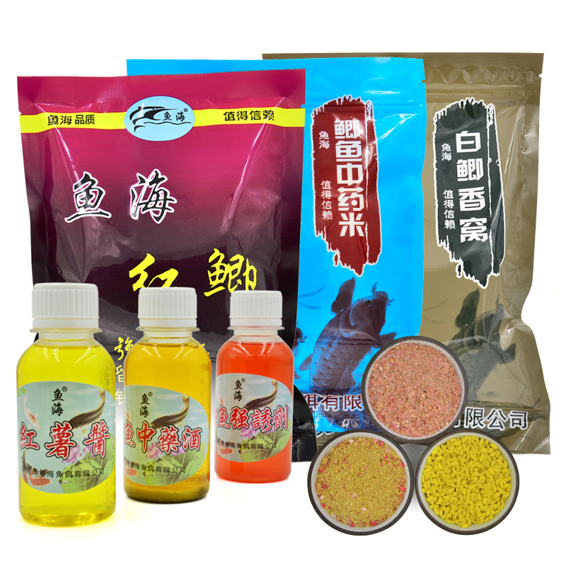 Fish sea red crucian bait black pit wild fishing through killing crucian carp bait drawing rubbing bait fishing bait fishing supplies