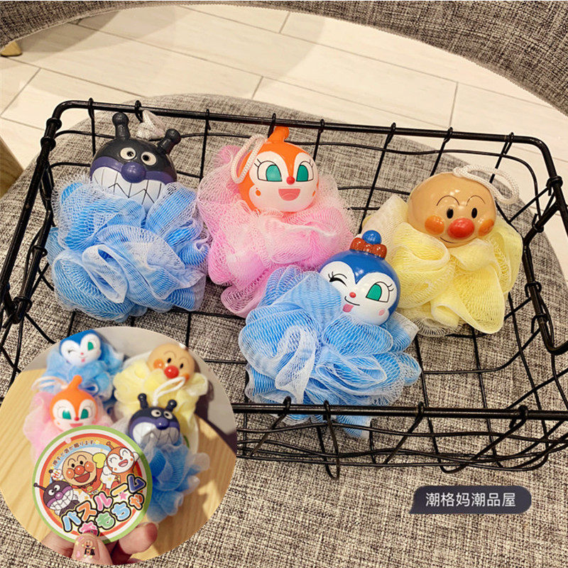 Export Japan children's baby bread Anpanman bath net bath ball Bath ball Infant cartoon bubble bath tool
