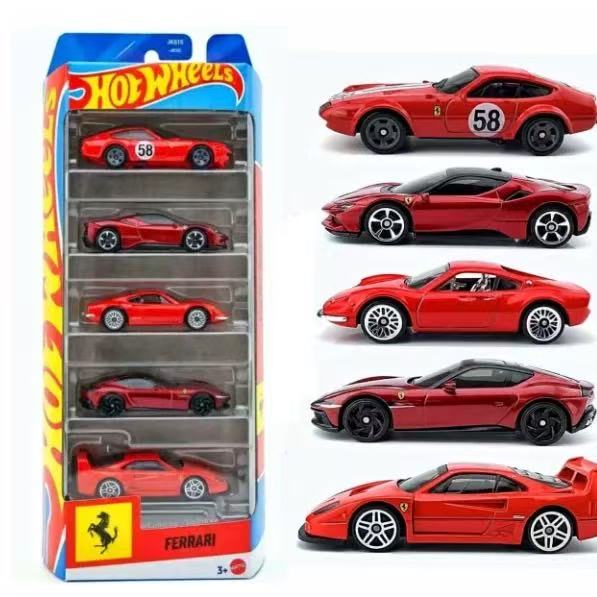 Hot Wheels Hot Little Sports Car 5-Pack Ferrari Set Ferrari 365 Sf90, F40 Alloy Collectible Car Model