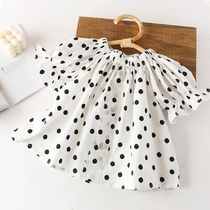 (Clearance does not return) girls wave point doll shirt summer cotton children short sleeve shirt shoulder shirt