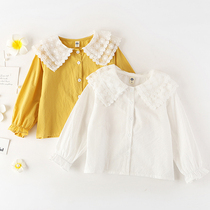 (Clearance does not return) girls shirt autumn new childrens cotton long sleeve foreign shirt doll collar shirt