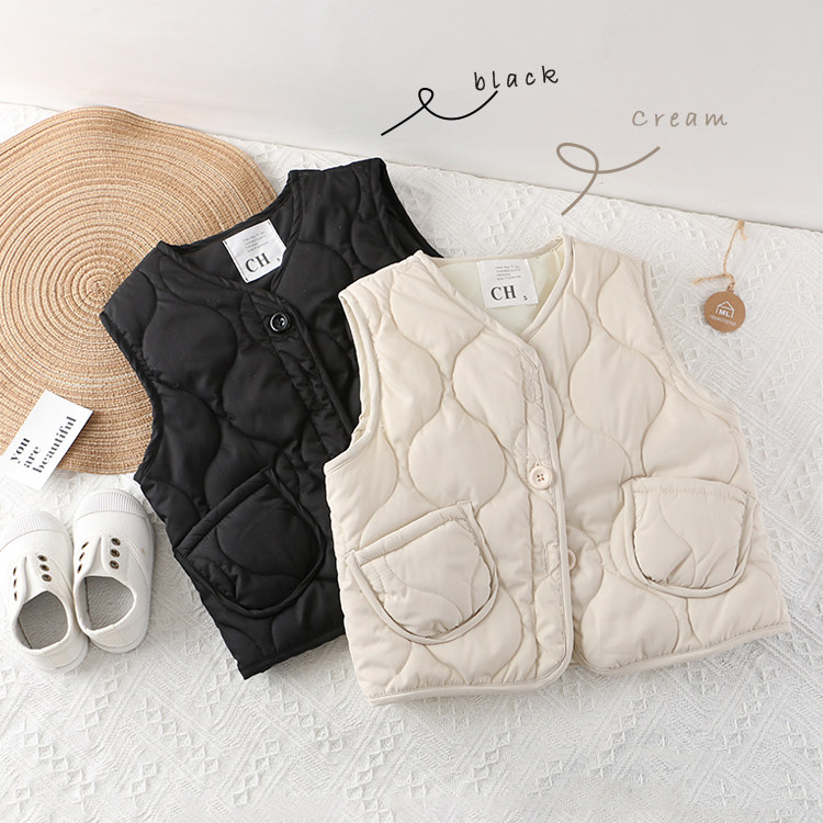 (Flush without Withdrawal) Baby Vest Autumn/Winter Outwear Clip Cotton Child Kan Shoulder Thin Girl Blouse Boy Waistcoat
