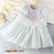 Girls Princess Dress Super Xian Summer Dress New style Childrens Bubble Sleeve Aisha Dress Little Girl Birthday Skirt