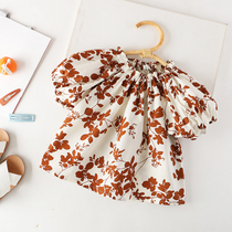 Girls floral top Korean summer dress new shoulder bubble sleeve doll shirt childrens baby short sleeve shirt