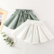 Girls shorts outside wear summer new casual pants white cotton pants foreign childrens loose skirt pants Joker childrens pants