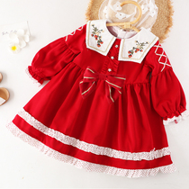 Girls Spring and Autumn Dress Childrens net red skirt 2021 new foreign style Lolita princess dress little girl long dress