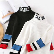 (Clearance does not return) baby sweater spring and autumn girls pullover knitwear children autumn and winter high neck base shirt