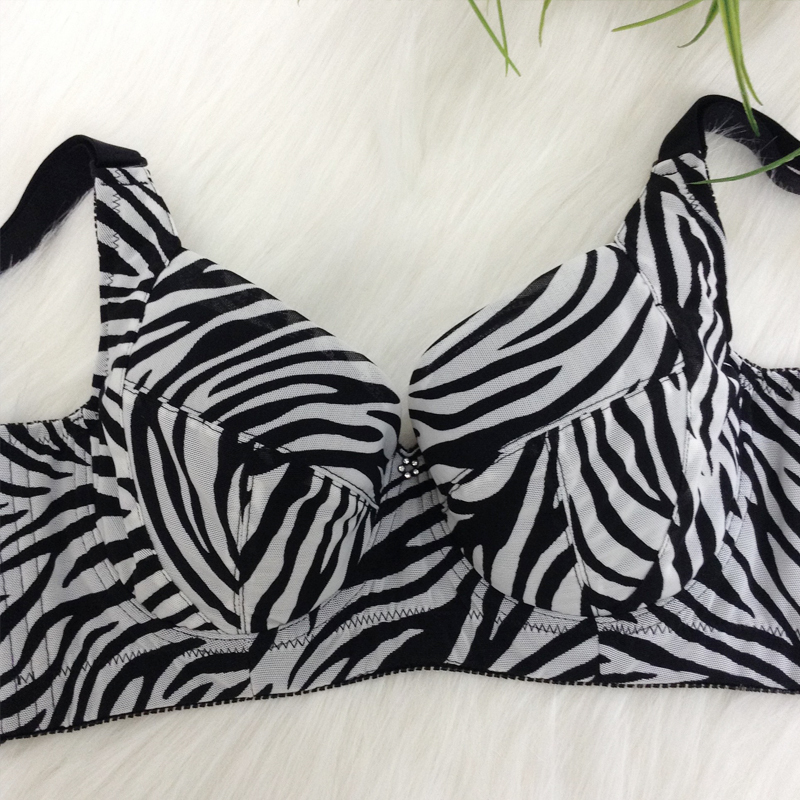 Free Bra Pads, Zebra Thin Cup Five-Row Bra, Non-Padded Large Cup Bra, Large Bust S017