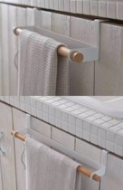 Mountain Zaki Industrial Day Style Kitchen Single Pole Rag Rack Hung Towel Rack Free Rack Door Back Type Hanging Pole Wood