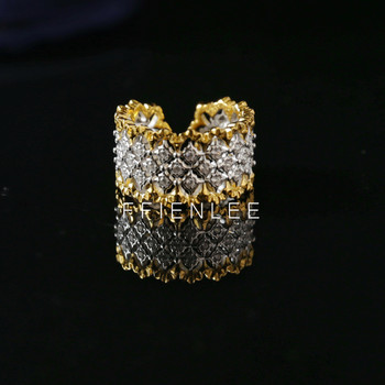 S925 silver gold-plated golden flower fashionable light luxury super flash live ring women's temperament versatile ring