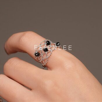 S925 silver ring ink yarn retro ins style lace fashion versatile ring