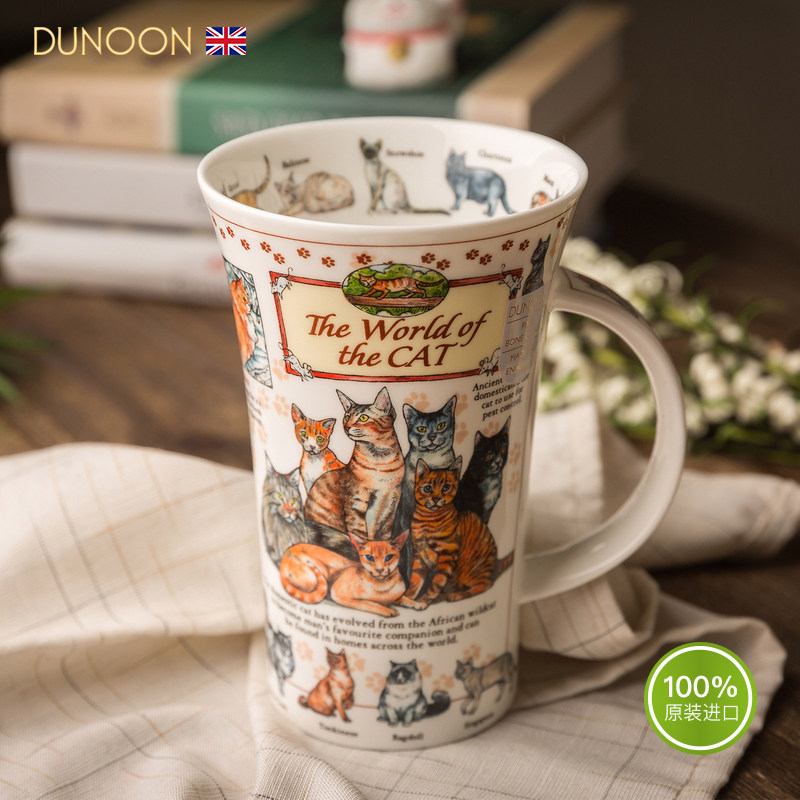 DUNOON British imported bone China mug High-grade Nordic coffee large capacity water cup cute cat