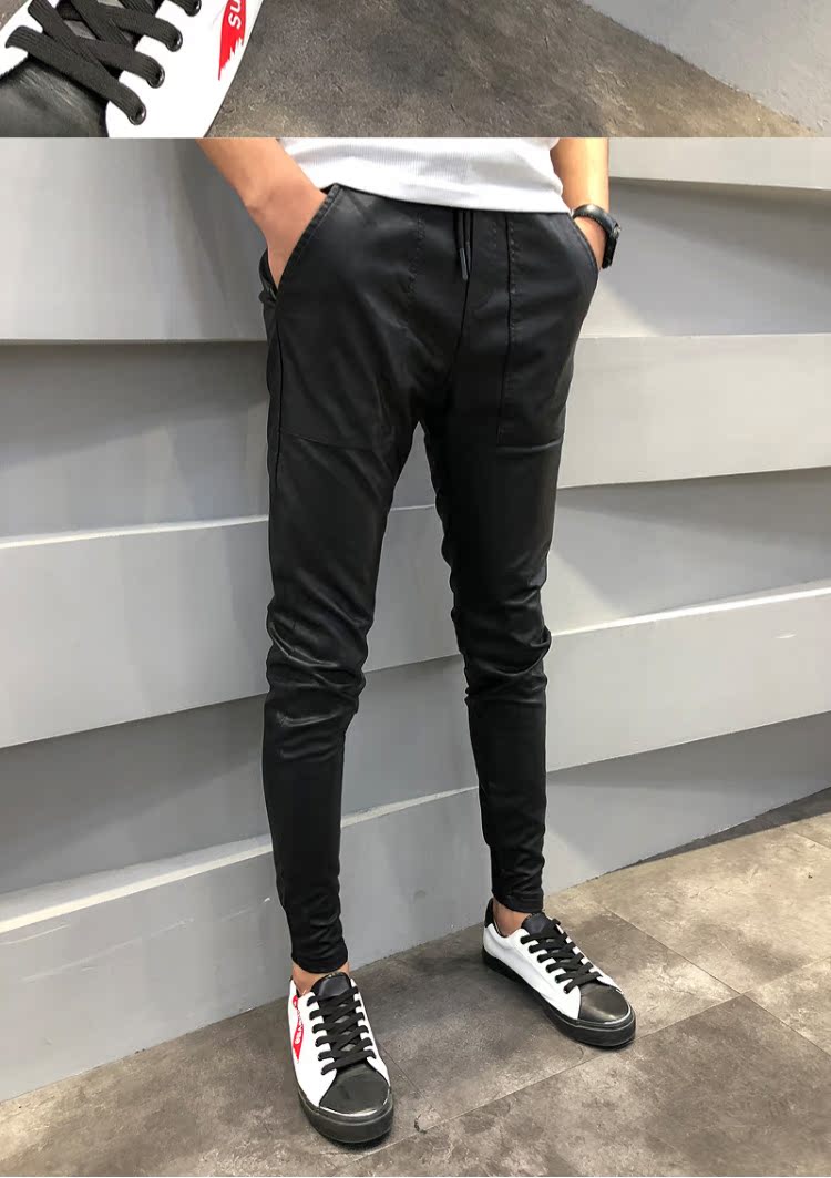 Quần da nam QCBOY cộng với quần lọt khe nhung quần bé trai quần thun eo thắt lưng quần xe máy đầu máy quần chùm shop đồ nam đẹp