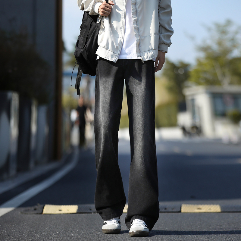 Wassup American-Style Bootcut Jeans for Men, Spring 2026 New Model, Willow Leaf Scimitar Retro Loose Straight-Leg Trousers