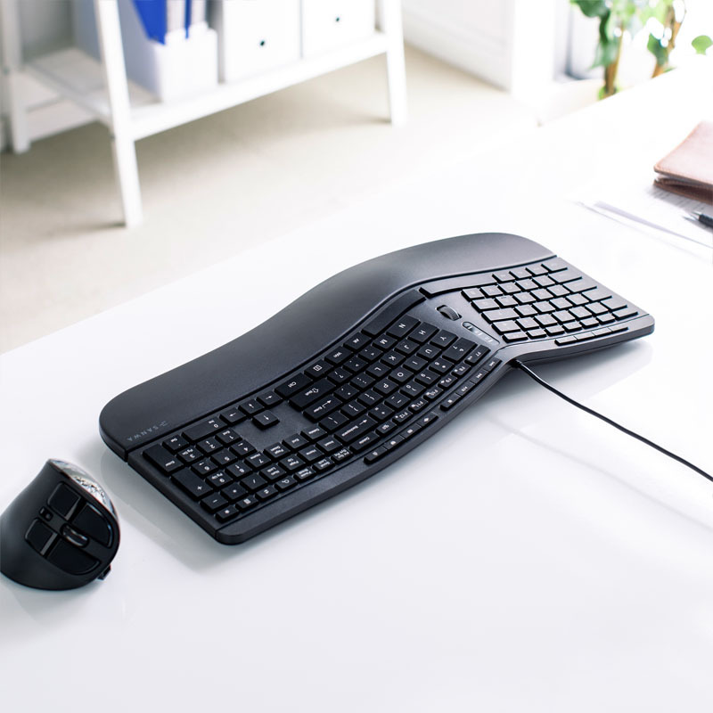 Japanese Sanwa Ergonomic Keyboard Wireless Bluetooth with Wrist Rest Integrated Gaming Office Home Wired