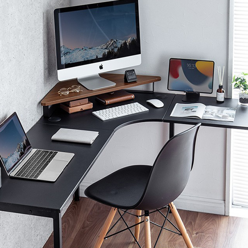 Japanese Sanwa Corner Desk Monitor Riser Office Desk Corner Shelf Triangular Desktop Stand
