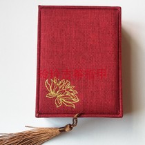  Linen lotus red Guzheng nail box Jewelry box Jade pendant Pendant Trinkets Gift jewelry packaging box