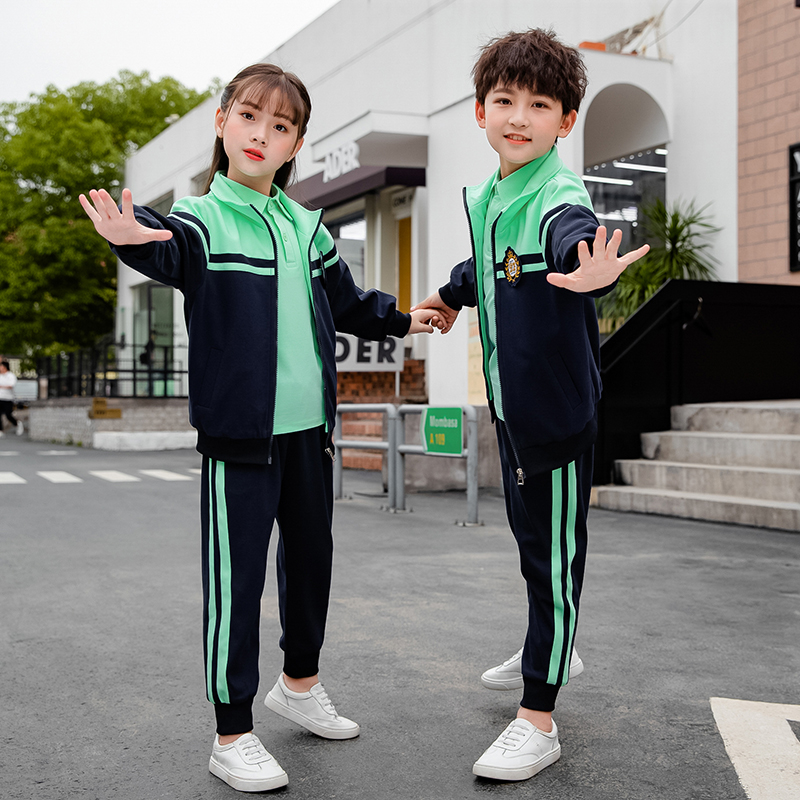 School uniform suit primary school students Chinese sports class uniform children's long-sleeved three-piece cotton kindergarten garden uniform spring and autumn clothes