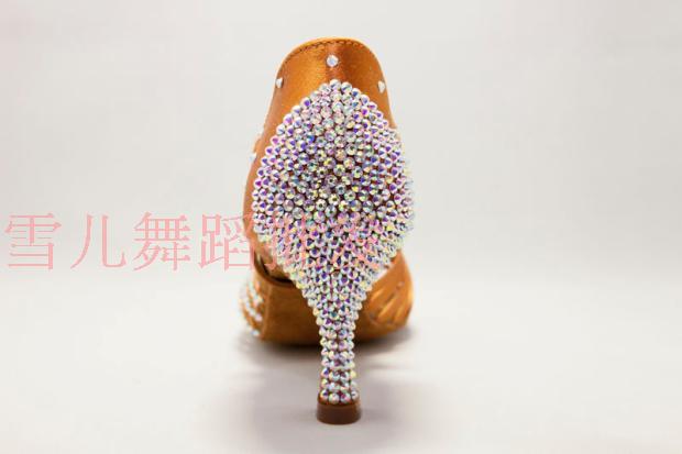 Dance Yisha 8.5 với giày Latin với giày khiêu vũ kim cương bút thi đấu và da sâu satin mềm đế giày khiêu vũ nữ giả - Khiêu vũ / Thể dục nhịp điệu / Thể dục dụng cụ giày múa bale