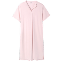 Full Cotton Age Lady Cool Water Light Cotton Home Skirt Short Sleeves Summer Thin pure cotton sleeping dress breathable dry and dry