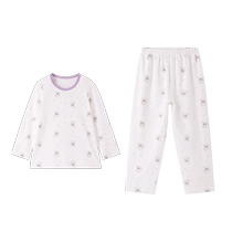 Cotton Era Childrens Home Clothing Set 2024 Autumn Childrens Pajamas Boys Girls Long Sleeve Girls Boys Pajamas