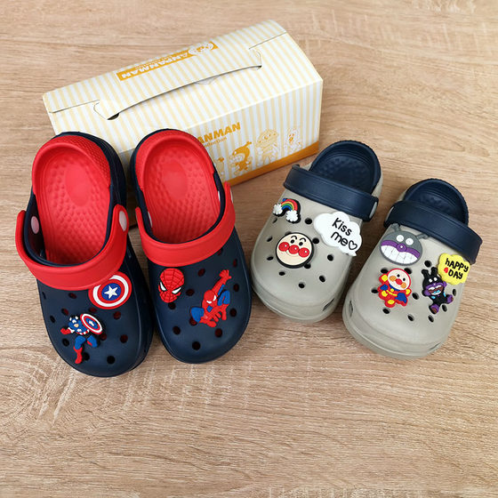 Baby summer Anpanman slippers soft-soled boys Spider-Man children's sandals non-slip hole shoes girls beach shoes