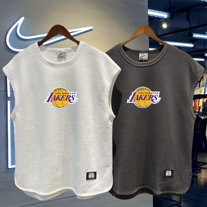 Summer New Lakers Trendy Sports Vest Pure Cotton Heavyweight Basketball Jersey Sleeveless Vest Large Size Loose T-Shirt