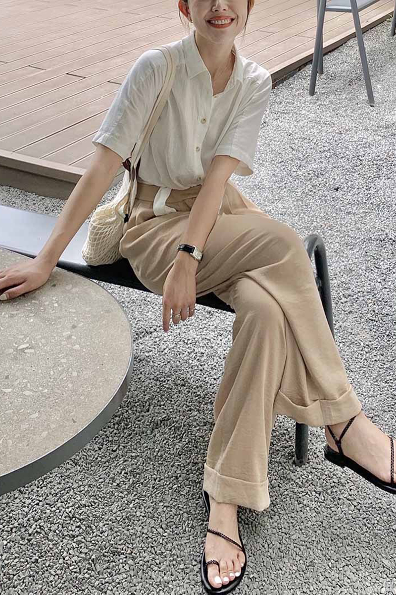 Small pull 1937 khaky casual pants air feeling chao comfortable lazy pants in summer high waist thin