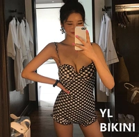 Yilang custom ~ Hàn Quốc kẻ sọc 18 mùa xuân và mùa hè mới bộ bikini jumpsuit retro gây bão đồ bơi nữ dạng quần cạp cao