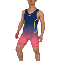 Hexagon Stripe Rainbow Large Bear Personality Conjoint Tight Free Style Conjoint Wrestling Suit Weightlifting Training Clothing Clothes