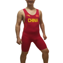 Chinese team 2018-2019 edition Shi Zhiyong competition with the same one-piece weightlifting wrestling suit one-piece tights