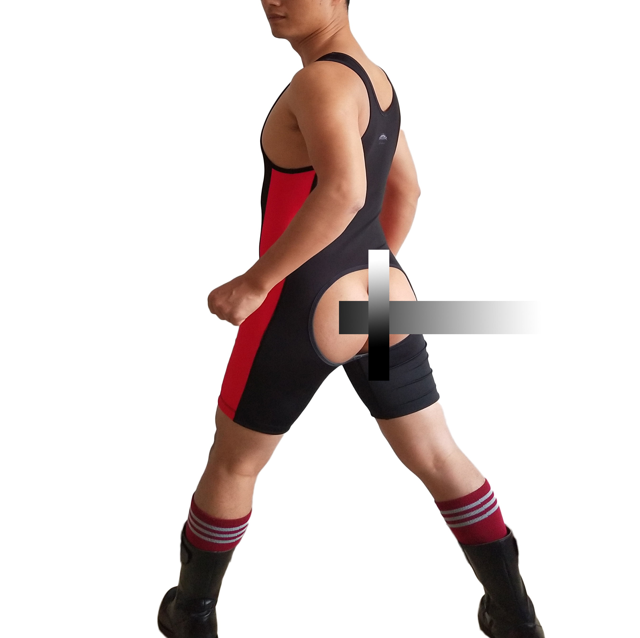 Badiace Men's openwork butt jumpsuit Wrestling suit Classical wrestling suit jumpsuit weightlifting suit Tights