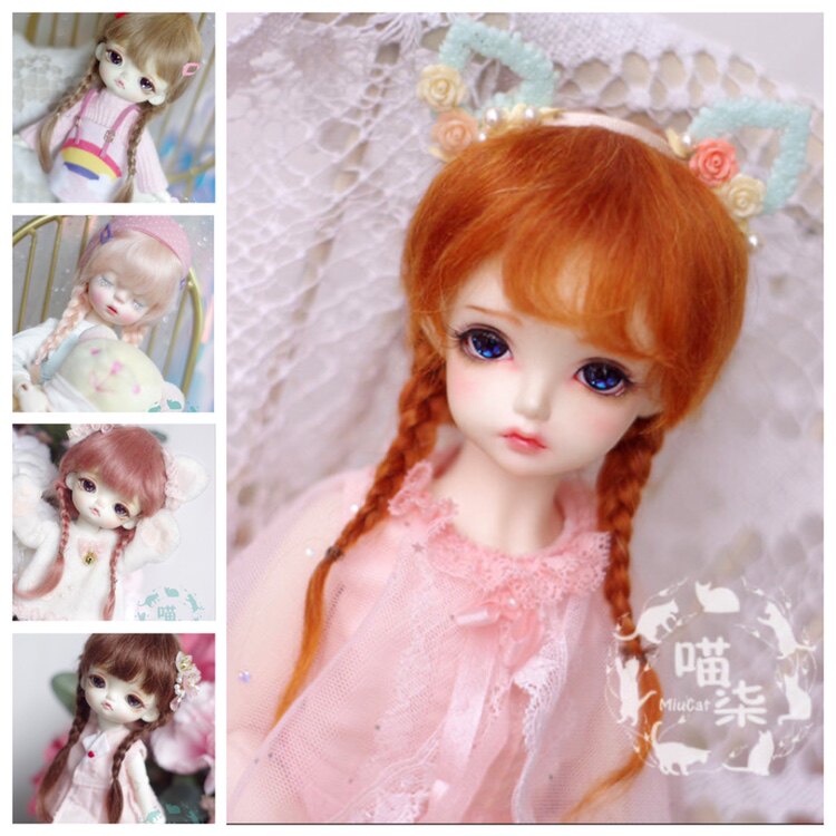 BJD dolls with Ma Haimao wig 12 points 8 points 6 points 4 Giant baby 3 Sub-female Luo Radish Red Double Braid lacquered