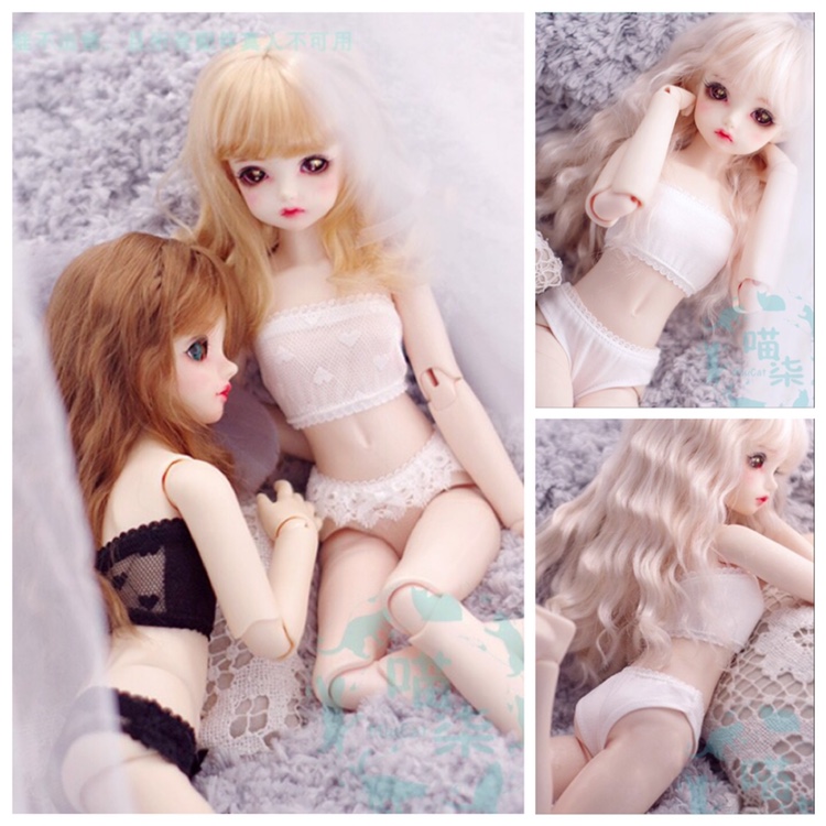 BJD dolls with lingerie suit 6 points 4 minutes Big Baby 3 Rub Chest Underwear 2 pieces Spot Black & White Lace lacquered