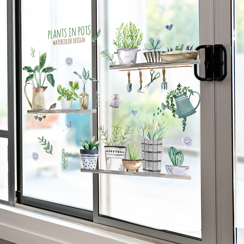 ins Creative glass door stickers kindergarten decoration wallpaper self-adhesive window stickers 3D stereoscopic wall stickers window decals