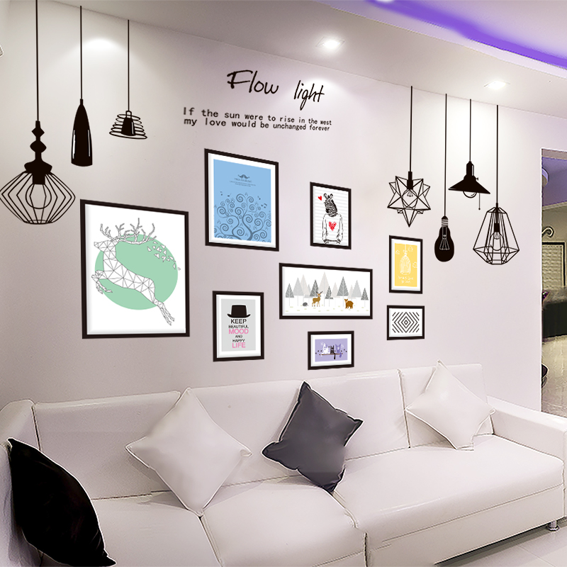 Chandelia Frame Drawing Minimalist Wall Stickler Stickup Sofa Background Wall Wallpaper 3D Solid Wall small ornament wallpaper Self-adhesive