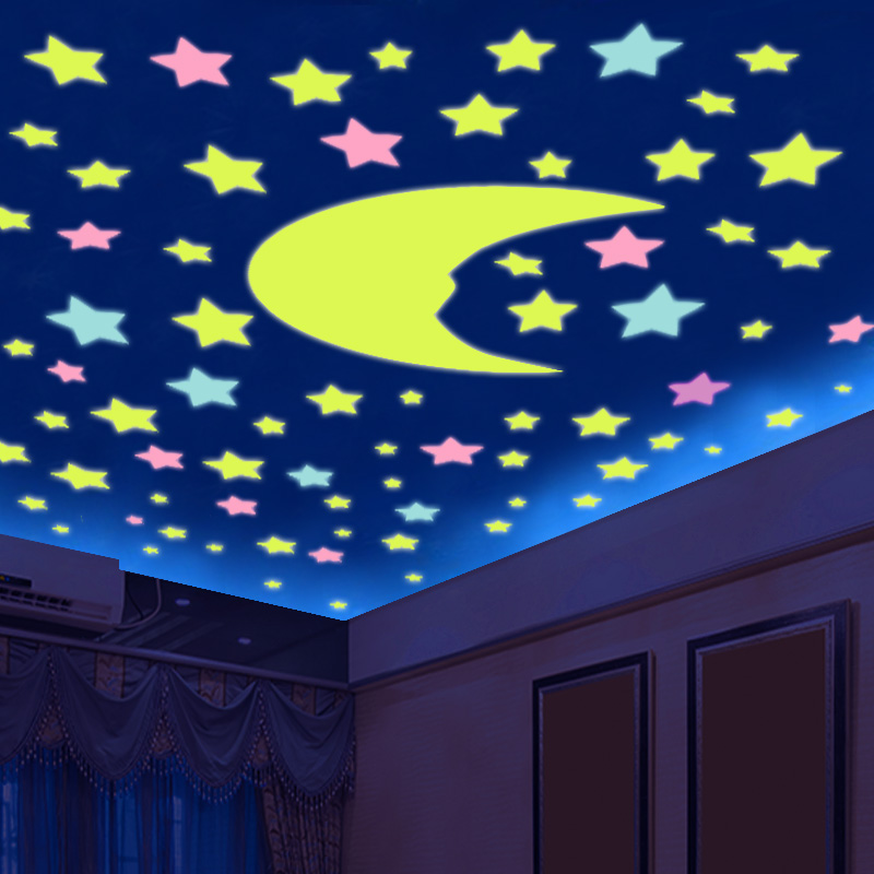 3D stereo luminous sticker ceiling suspended ceiling roof decoration children's room star bedroom wall sticker self-adhesive wallpaper