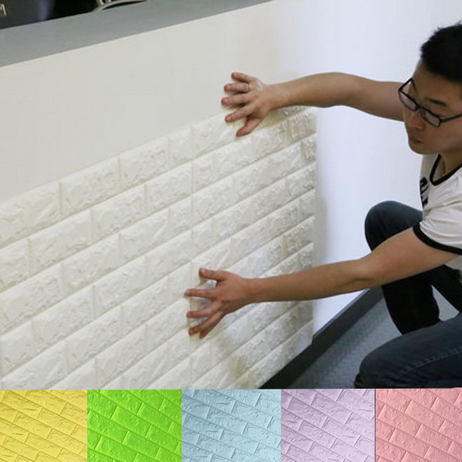 3d Solid Foam Wall Stickers Creative TV Background wall Brick Anticollision Wallpaper Nursery Protection Wall Self-Glued Soft Bag