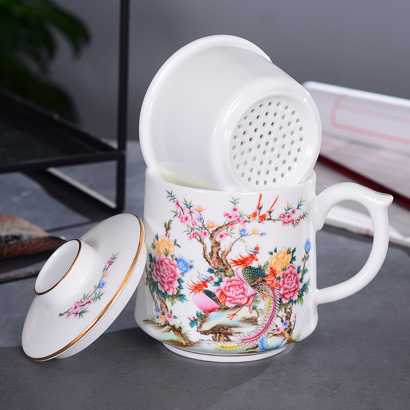 Jingdezhen ceramic ipads China cups with) the isolation tea cup manual paint line large cup gift cups