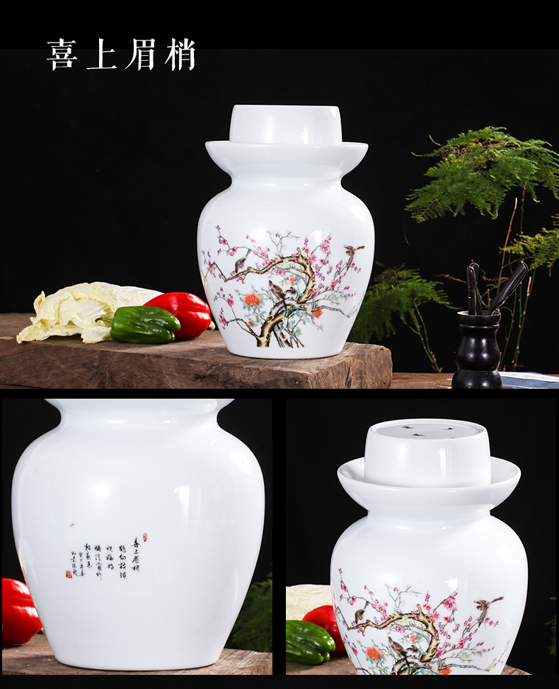 Jingdezhen ceramic household pickles pickles jar altar sichuan pickle jar cylinder storage sealed as cans altar sauerkraut pickled dense eggs