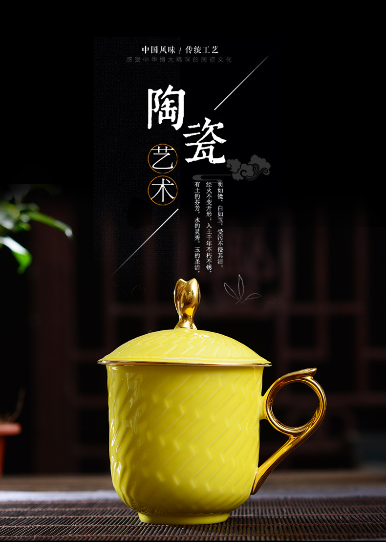 Jingdezhen ceramic cups with cover ipads porcelain cup creative move of a variety of color glaze cup gold cup cup with a gift