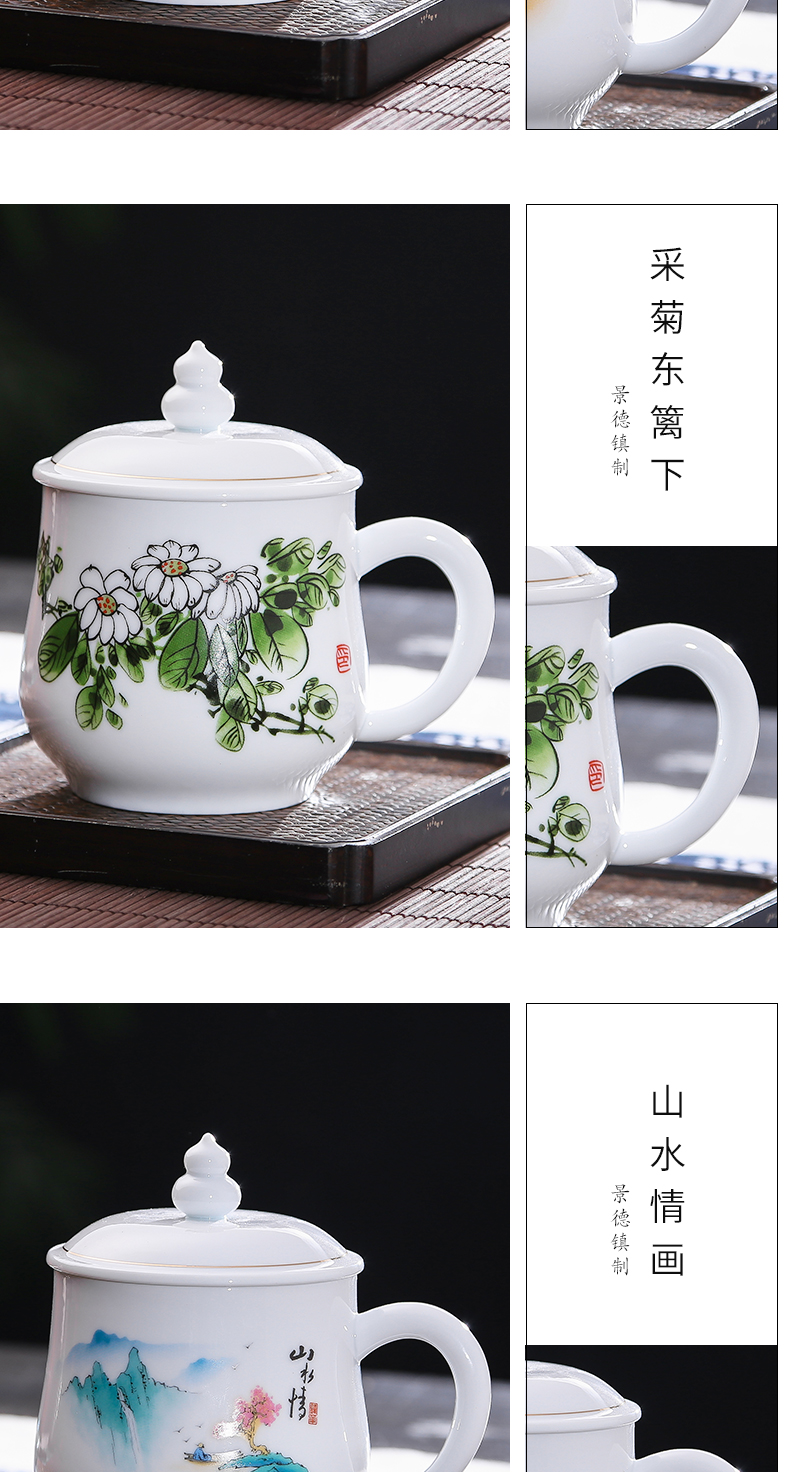 DE farce auspicious jingdezhen gourd ceramic tea cup with cover ipads porcelain cup