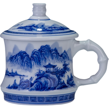 Jingdezhen ceramic tea cup hand-painted blue and white porcelain exquisite porcelain office tea cup large cup with lid creative tea set