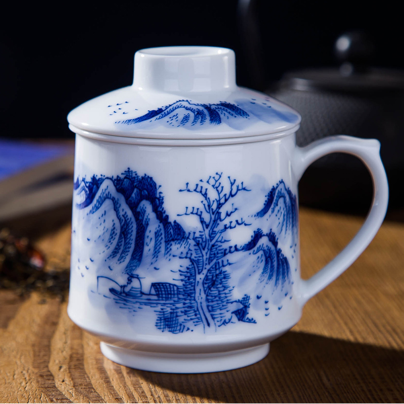 DE farce auspicious new of the independent film figure of jingdezhen ceramics cup with cover the tea cups